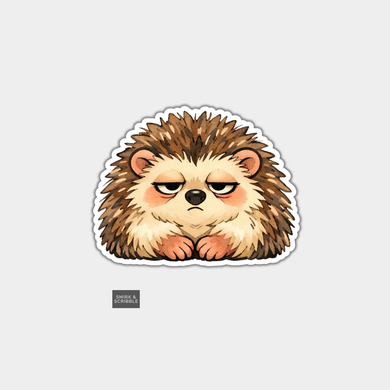 Funny Snarky Vinyl Sticker For Adults - Grumpy Hedgehog