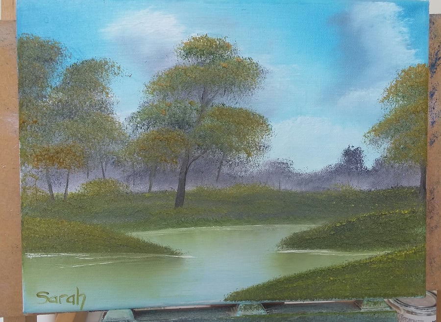 Summer Lake Original Oil Painting
