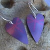 Purple and pink dragonfly heart earrings