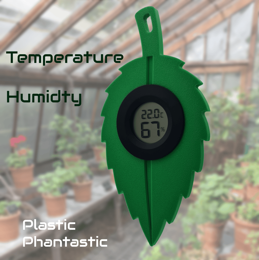 Digital Temperature Humidity Monitor - Leaf Thermometer and Hygrometer - Green