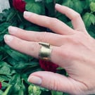 Sculptural Textured Brass Ring - Adjustable Contemporary Statement Ring