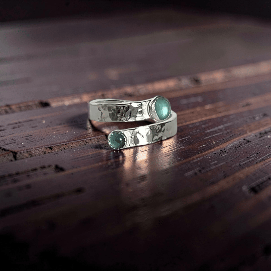 Blue Tide Sea Glass &Topaz Ring