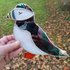 Puffin sea bird stained glass suncatcher hanging decoration. 