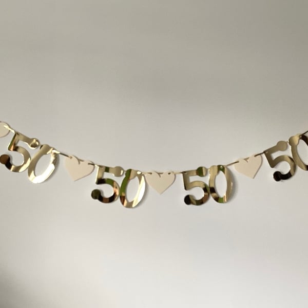 Golden Wedding 50th Banner (5 number sets) Party Bunting
