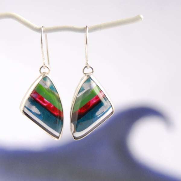Cornish surfite earrings - teal and green