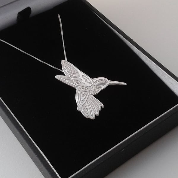 Hummingbird silver pendant