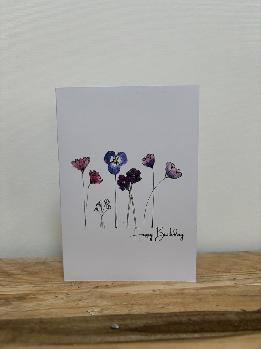 february flowers birthday card