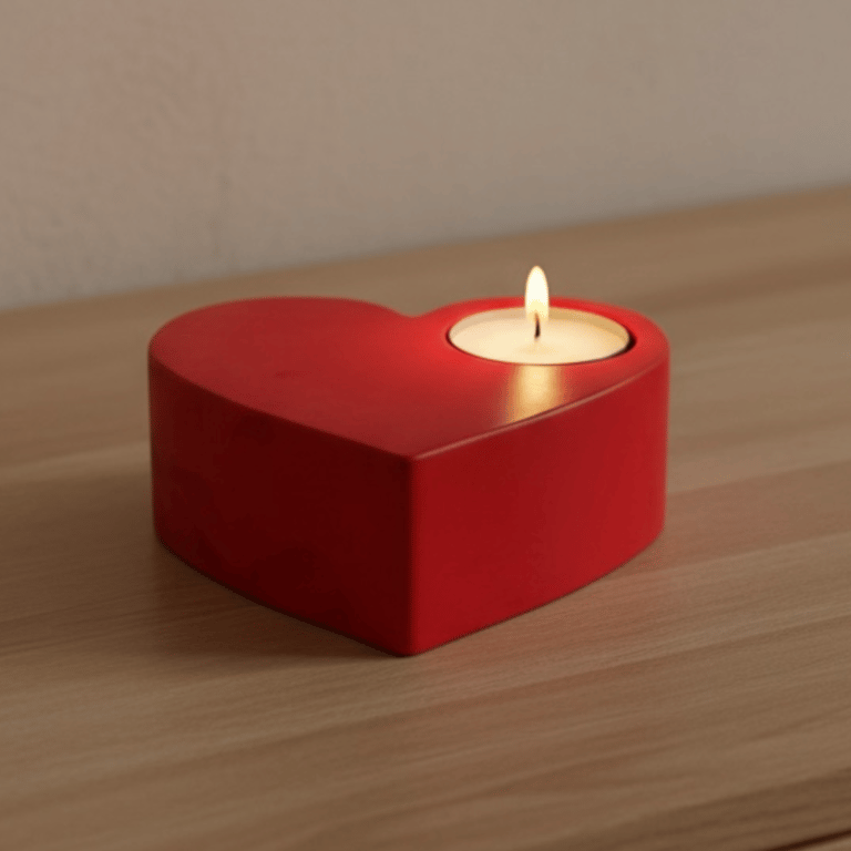 Red Heart-Shaped Tealight Holder - Studio Sale