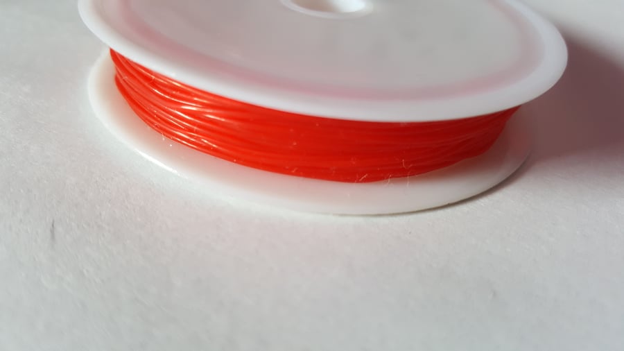 1 x 7m Roll Coloured Fibrewire Jewellery Elastic - 0.8mm - Red 