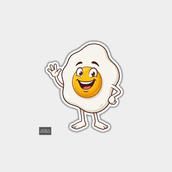 Funny Vinyl Die Cut Sticker For Adults - Cute Fried Egg