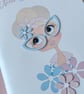 Handmade A5 Sewn Notebook-3D Floral Cover-Blue Glasses Lady - Image 2