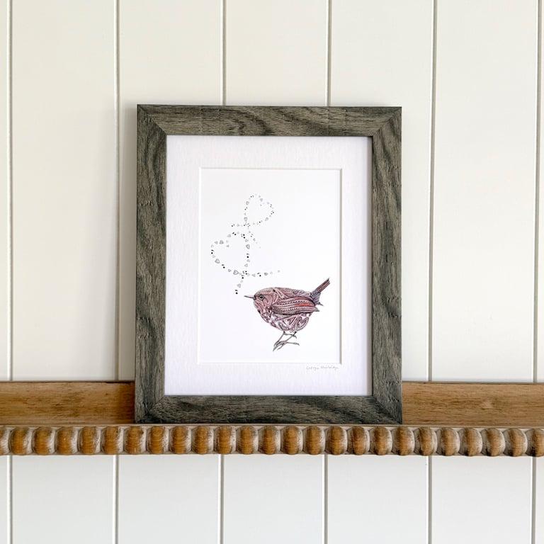 'Wren Love' 10" x 8" Framed Print