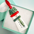 Fused Glass Snowman-Green