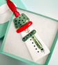Fused Glass Snowman-Green