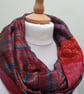 Sari silk double sided infinity scarf. Shades of burnt orange, burgundy, brown,  - Image 7