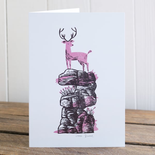 Winter Drifts "Stag" greetings card, Christmas card, blank inside