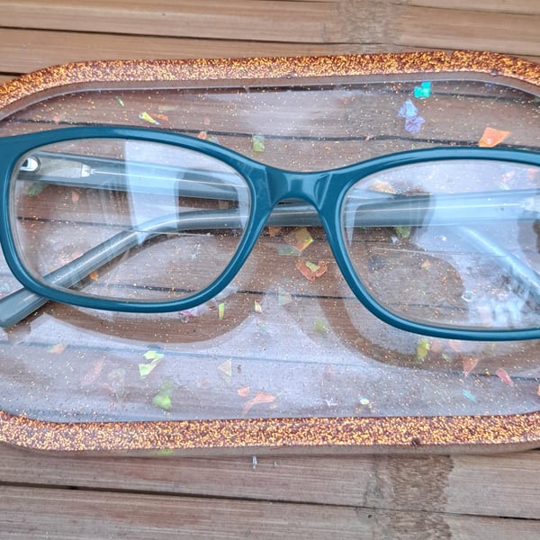 Golden orange and sparkly flaked tray