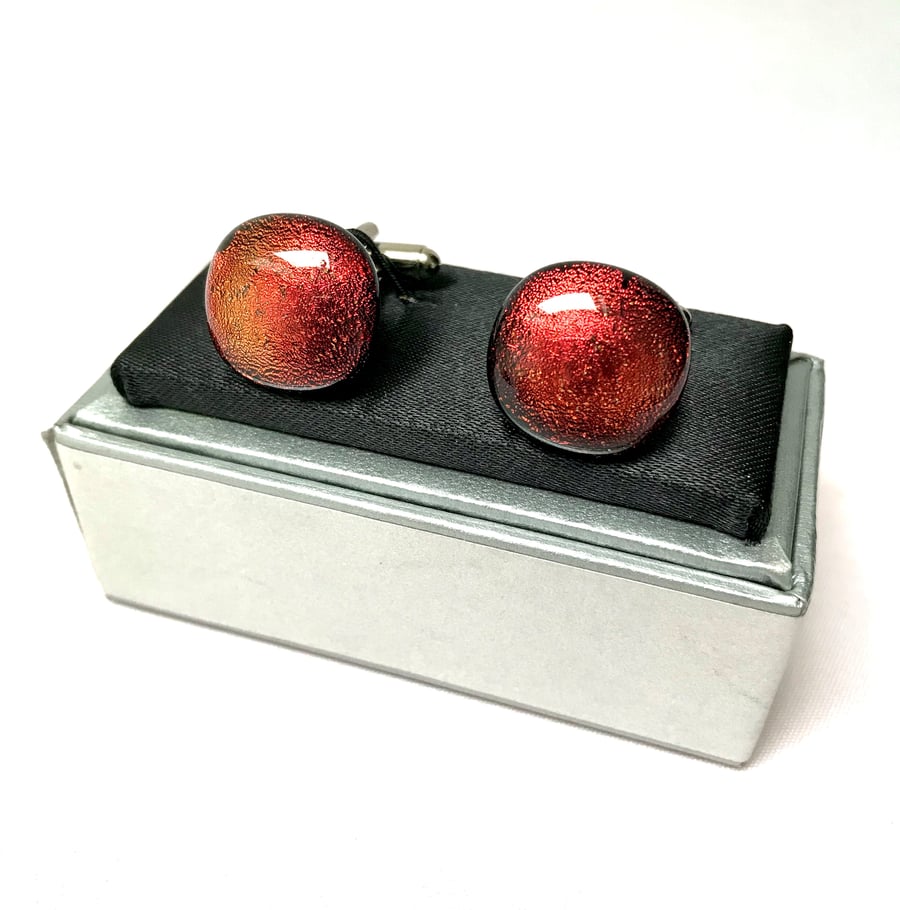 Copper Shimmer Glass Cuff Links