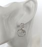 Tulip Sterling Silver Earrings on Hammered Circle Studs - Image 3