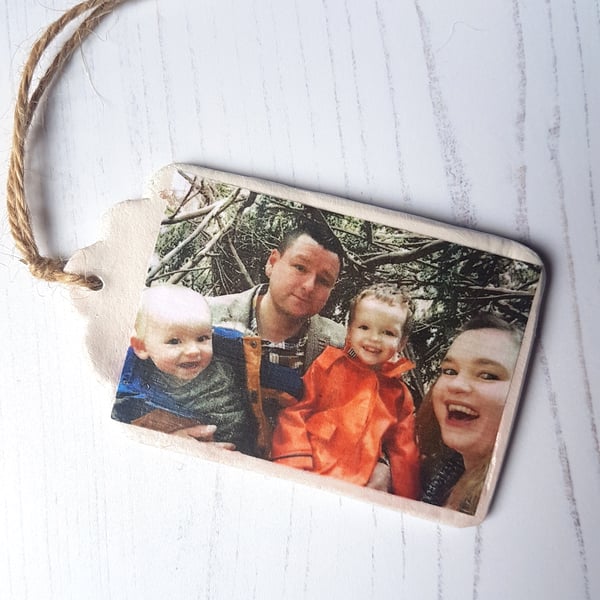 Personalised Photo Clay Tag hanging Decoration