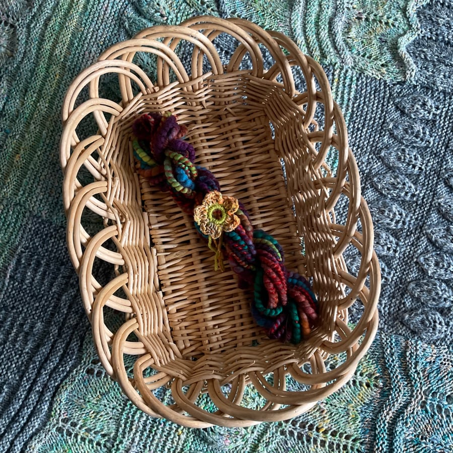 Hand spun art yarn - wool and mohair
