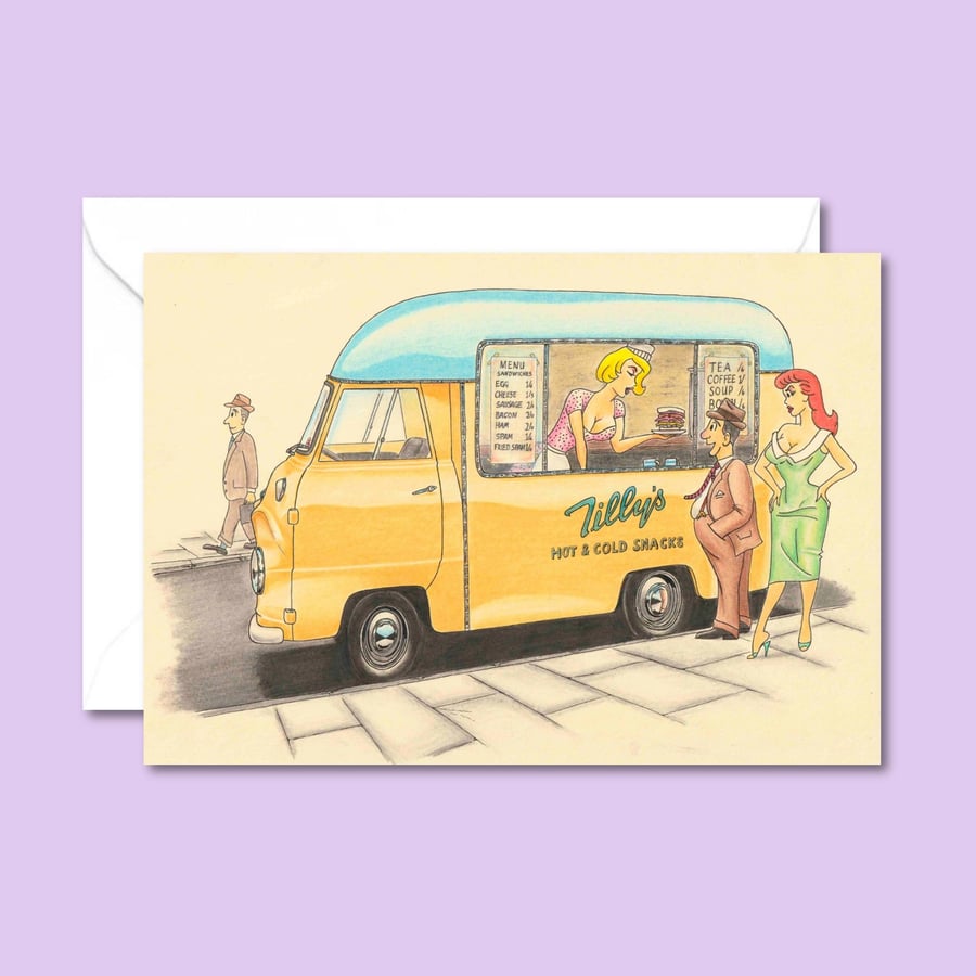 Retro Humour Greeting Card: Mid Century Graphic Style Birthday Card - Hand Drawn