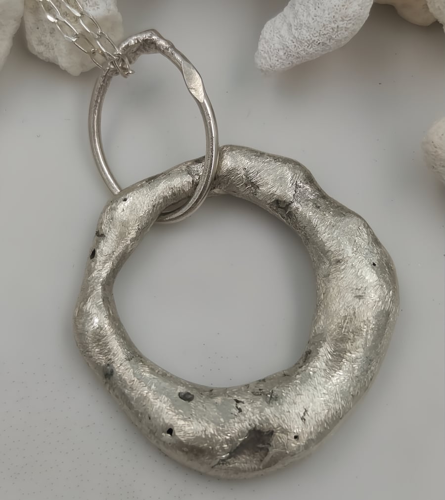 Molten Silver Orbit Necklace