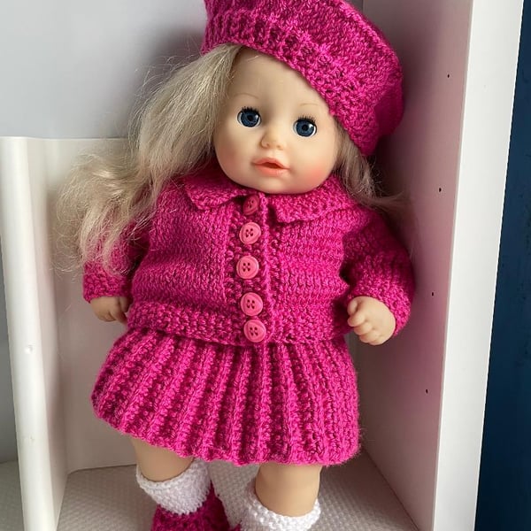Hand knitted doll's clothes for soft bodied 36cm doll
