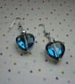 SAPPHIRE BLUE AND SILVER HEART EARRINGS. - Image 3