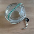 Aquamarine March Birthday Beaded Bracelet Personalised with Initial Charm