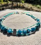 Handmade Turquoise Choker Necklace, Apatite stones, Beaded Necklace 