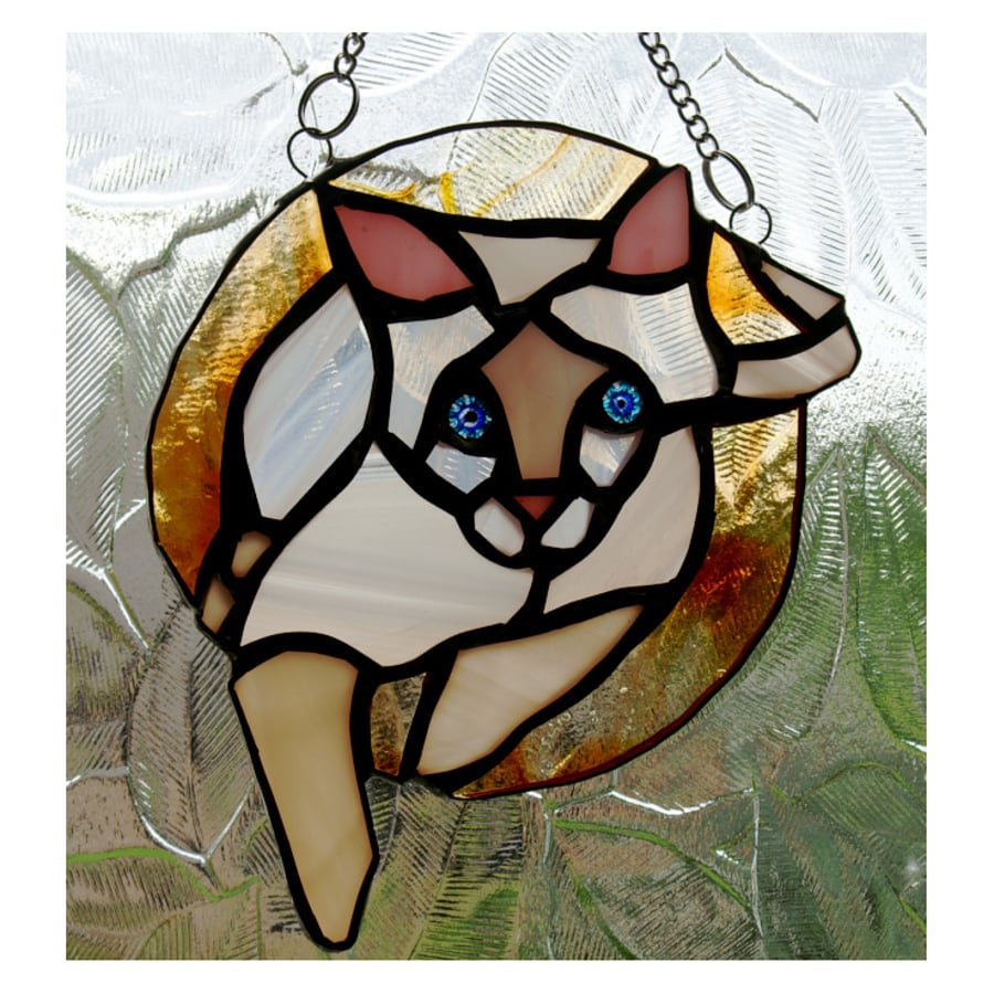 RESERVED for Amie - Siamese Cat Suncatcher Stained Glass