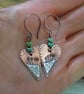 Copper earrings, heart ,boho style, aged finish - Image 5