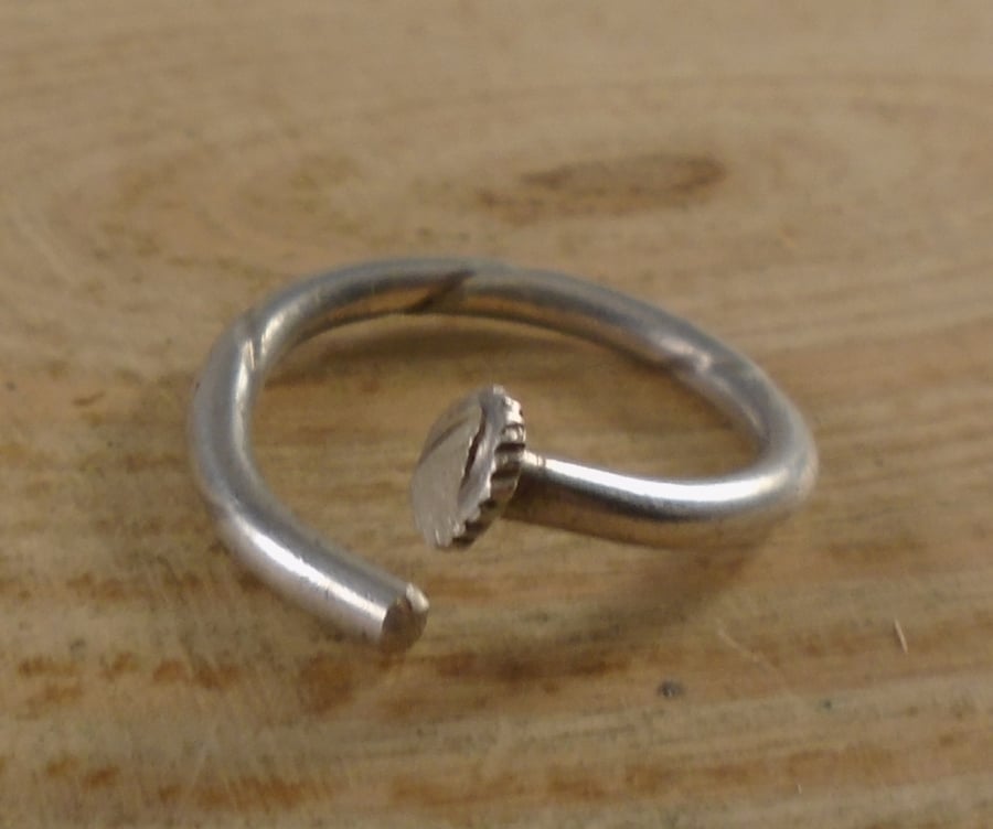 Upcycled Silver Plated Stick Spoon Handle Ring SPR102008