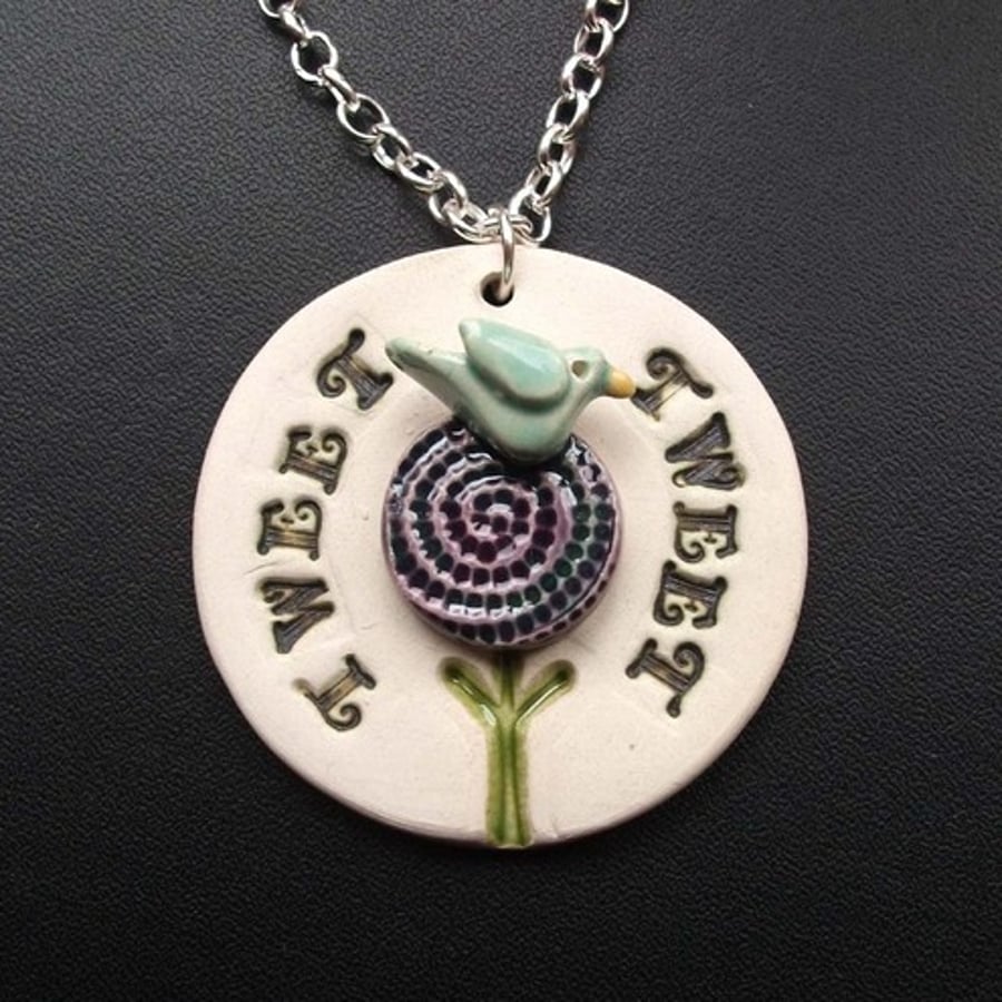 ceramic bird necklace