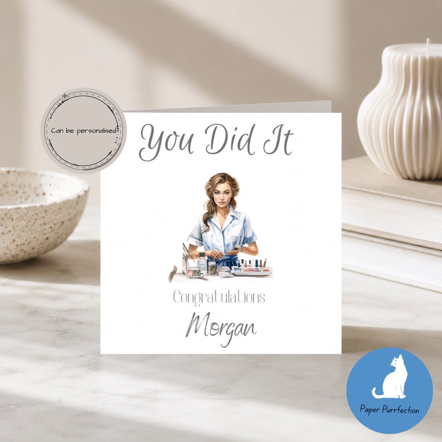 Beautician You Did It Card Congratulations Exam Pass   