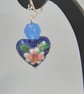 Cobalt Blue Heart Shaped Cloisonne Bead and Glass Bead Earrings for Pierced Ears - Image 4