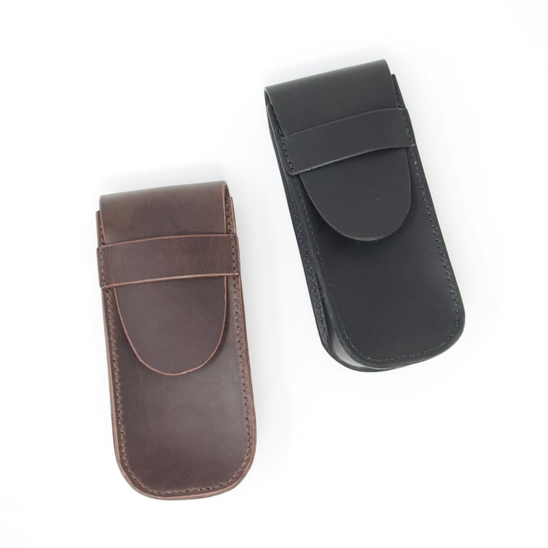 Leather glasses case - choice of black or brown leather