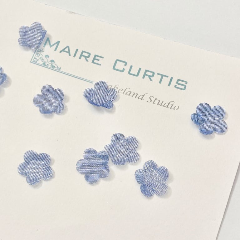 Metallic Silk Organza Silver blue Forget me not