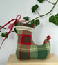 SALE 2026 - GREEN AND RED TARTAN CHRISTMAS STOCKING DECORATION - Image 3