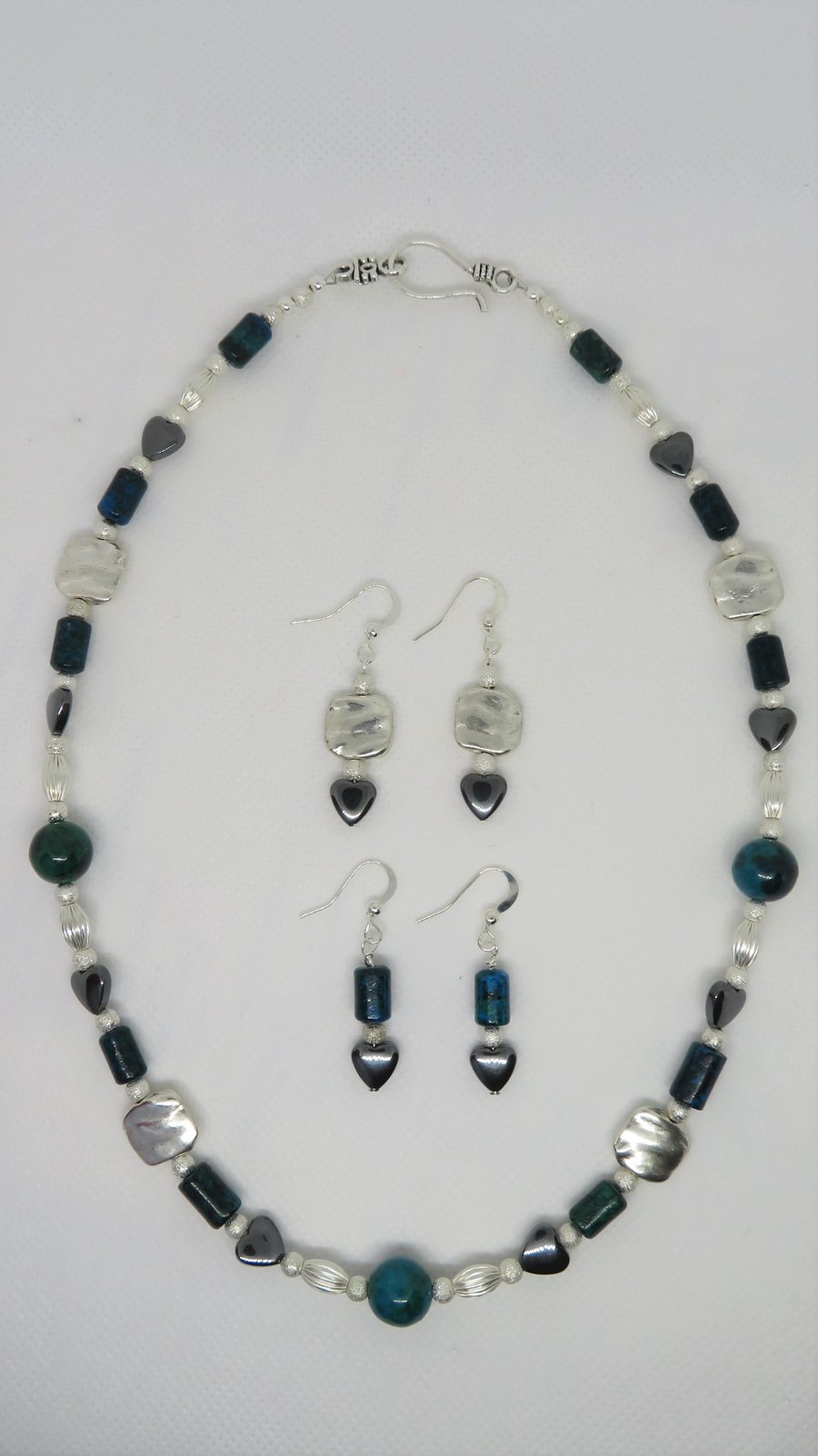Chrysocolla and Haematite Necklace set