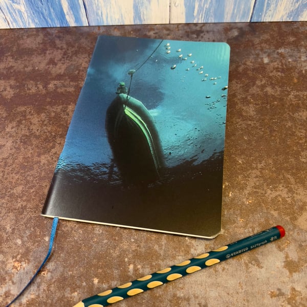 Notebook, Marine themed, A5 (ish), made from up-cycled and recycled materials.
