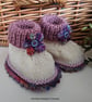 Designer 90% & 75% Merino Wool Baby Girl's Flower Booties 3-9 months size - Image 3