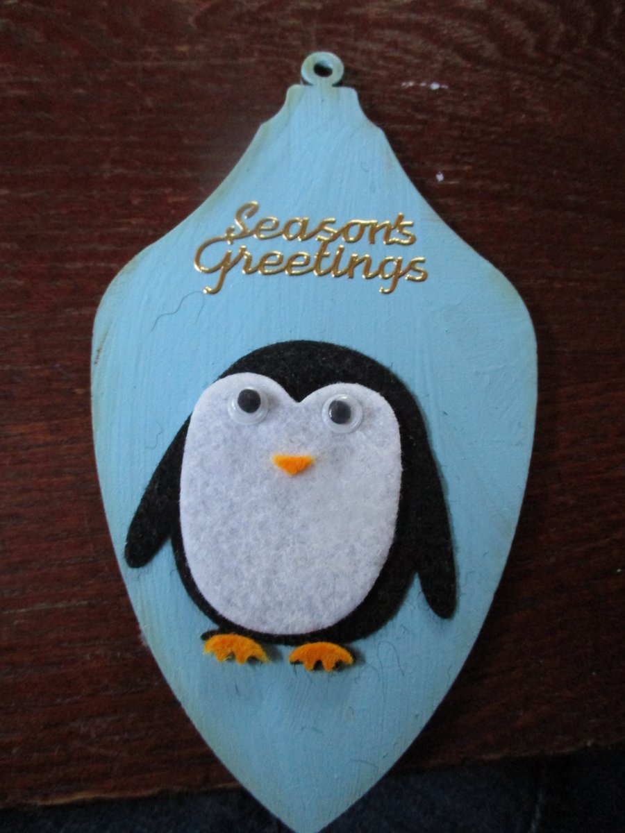Season's Greetings Penguin Decoration