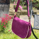 Aubergine faux suede crossbody bag, shoulder bag, satchel bag, handbag  