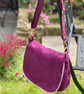 Aubergine faux suede crossbody bag, shoulder bag, satchel bag, handbag  
