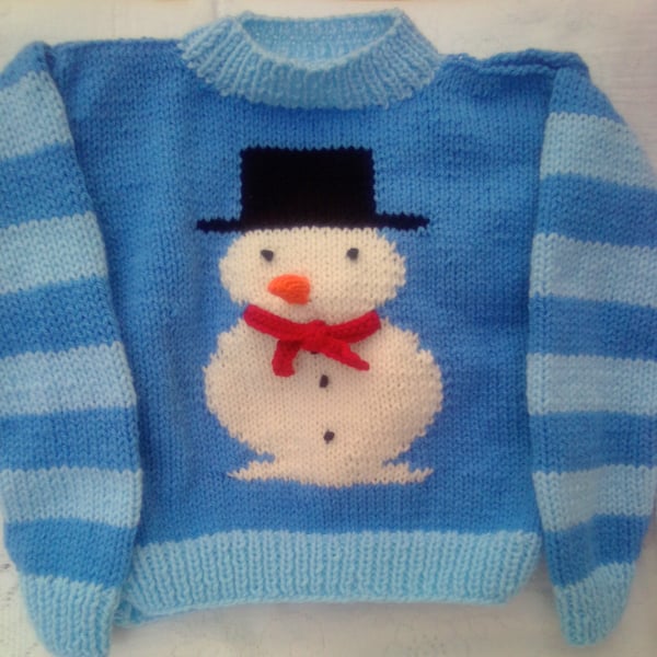 Frosty the Snowman Aran Weight Novelty Christmas Jumper, Child's Seaonal Jumper