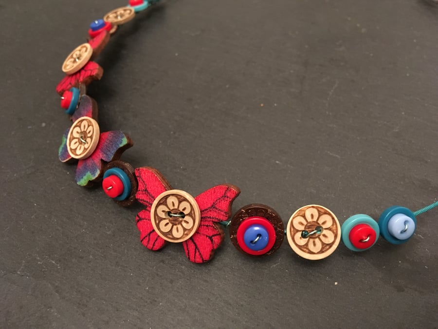 Butterfly button choker necklace 