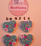 Set of Eight Heart Buttons – Turquoise and Dot design - Image 2