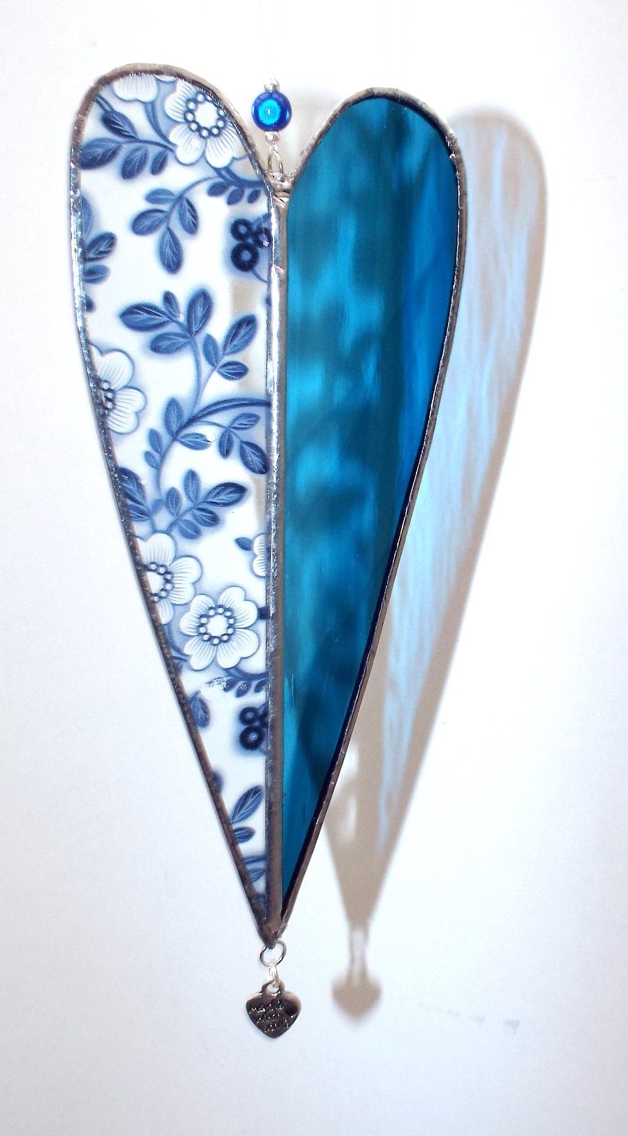 Long Stained Glass Blue-Decal Heart